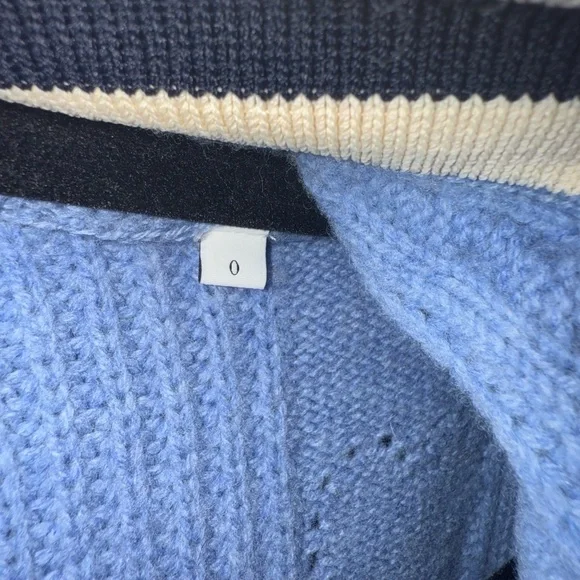 Sandro Blue Wool Erwan Pointelle Knit Women's Cardigan Sweater - Picture 7 of 11